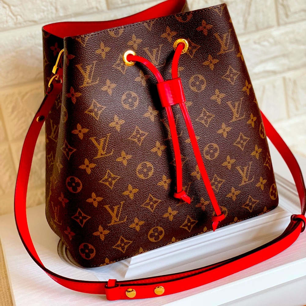 LV RED BUCKET BAG